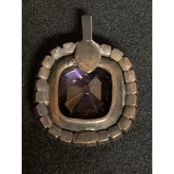 Kenneth Lane Pendant Purple Large Stone w/ Rhinestones Vintage 1960-1970's - Picture 6 of 7